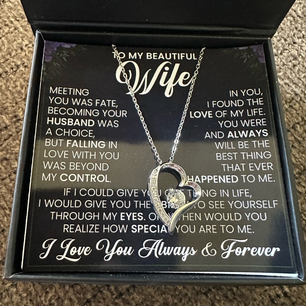 Silver Heart Pendant Necklace for Wife